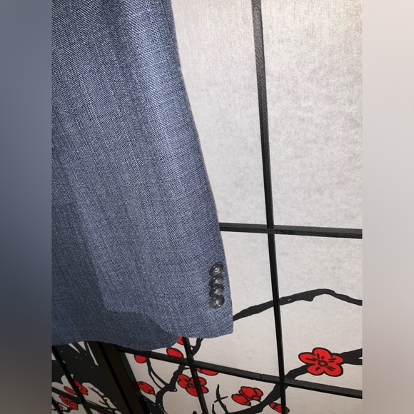 Mens Hart Schaffner Marx 43R Gray Blue Plaid Wool Made in USA Blazer Suit Coat - Picture 7 of 15